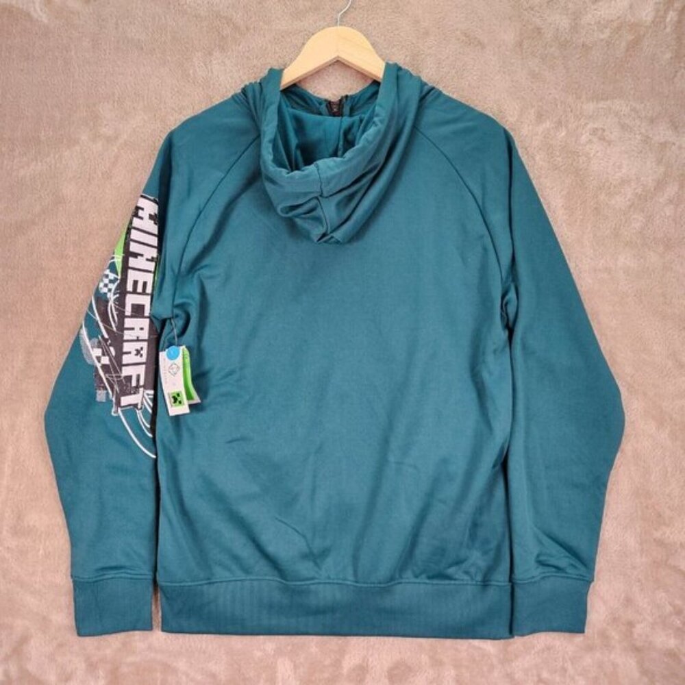 NWT Point Zero x Minecraft Hoodie Green Long Sleeve Full Zip Sweatshirt Men's M - Picture 2 of 13